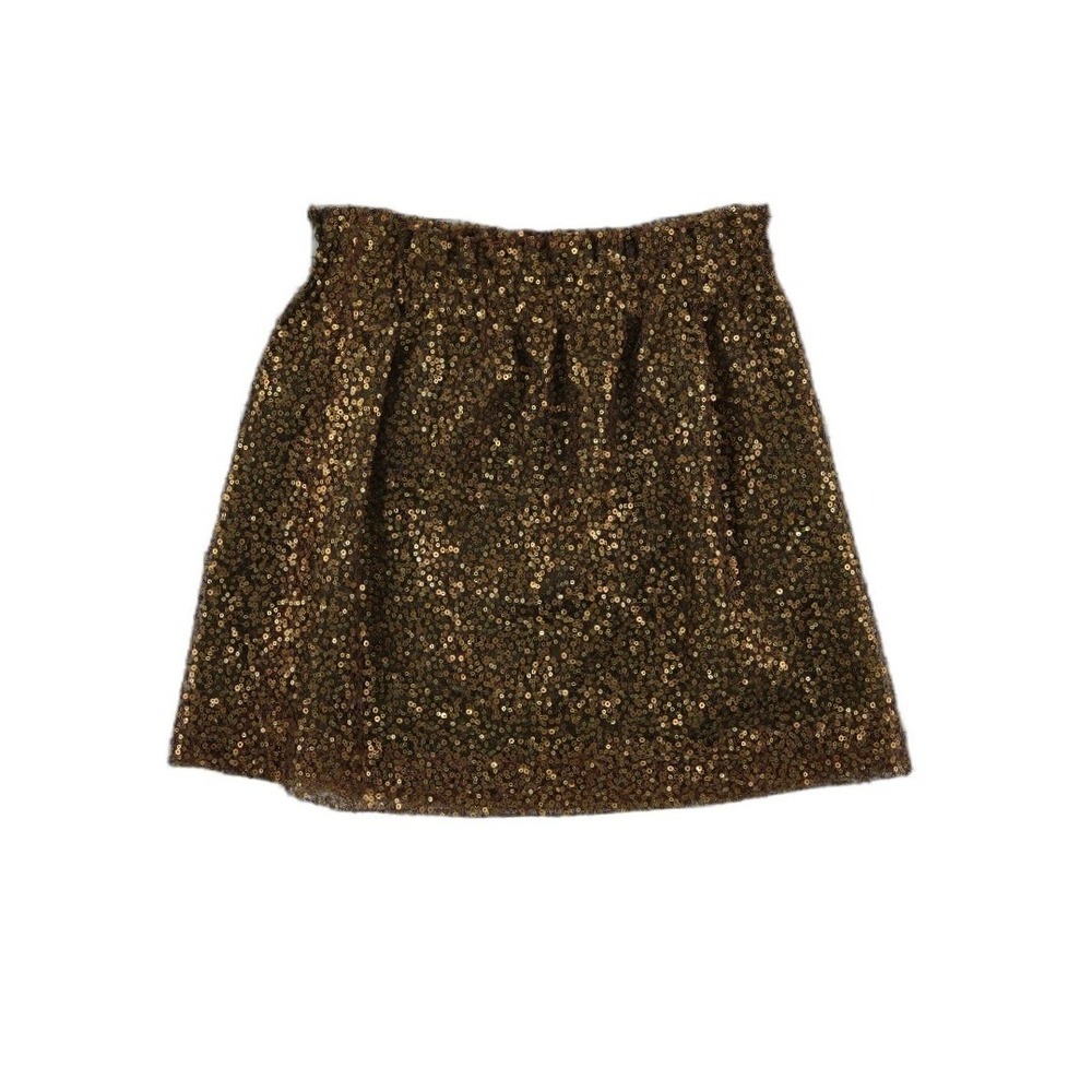 J.Crew Mini Skirt Womens Size 0 Bronze Gold Sequin Elastic Waist A Line Cocktail